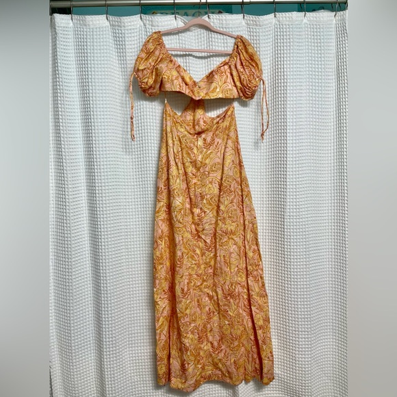 NWOT Ague Bendita Cielo Vuelo Atardecer Linen Maxi Dress Size Large NEVER WORN - Picture 8 of 13